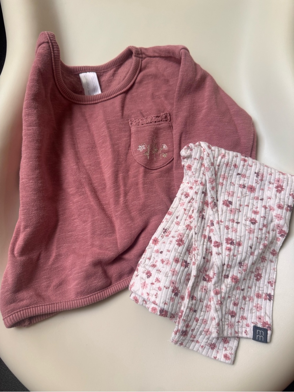 Girls' Rose Pink Floral Two-Piece Set 12 M